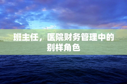 班主任，医院财务管理中的别样角色