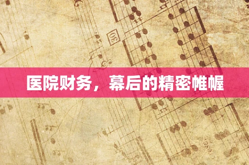 医院财务，幕后的精密帷幄